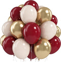 Jobkoo Burgundy Gold Balloons 60 PCS Dark Red Wine White Sand Beige Latex by Jobkoo