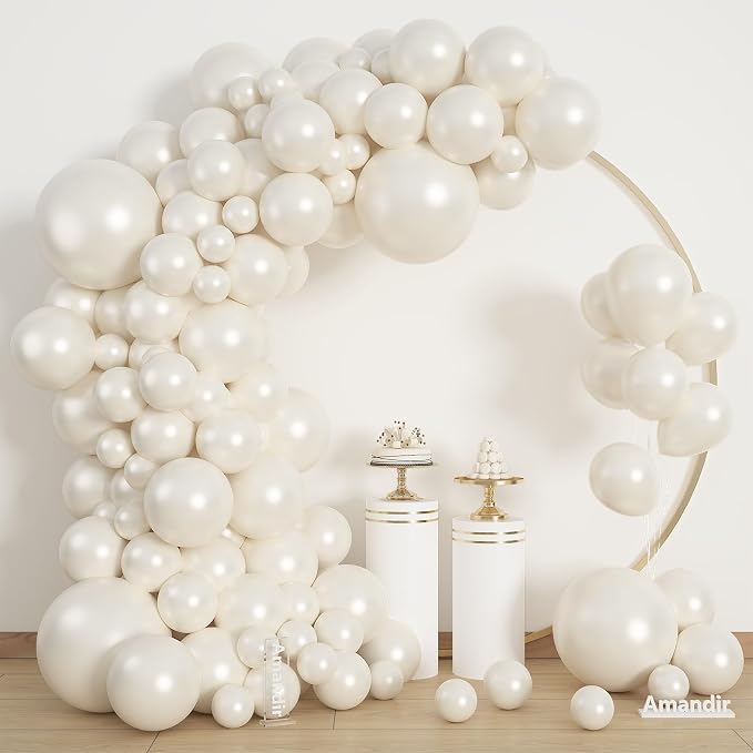 Amandir 153pcs Pearl White Balloons Arch Garland Kit Different Sizes | 18 12 10 - Image 2
