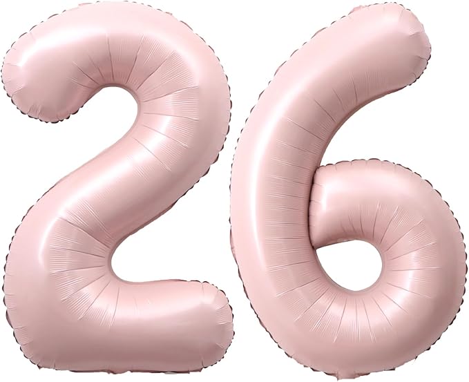 40 Inch Light Pink Number 26 Balloon 0-9 26th Foil Big Giant | Digital by SULALABOO