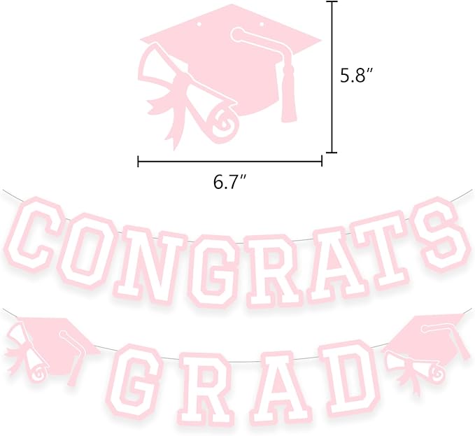 Congrats Grad Banner Graduation Party Banner Decoration Hanging Garland High - Image 2