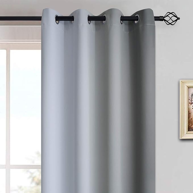 Yakamok Gray and Greyish White Thermal Insulated Grommet Light Blocking Window - Image 3