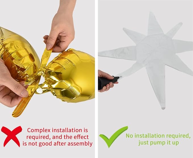 TONIFUL 4 Pcs Explosion Star Balloons White Foil Balloon Party Decorations | 22 - Image 3