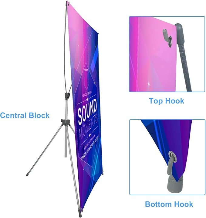 Adjustable X Banner Stand Fits Any Banner Size Width 23" to 32" and Height 63" - Image 6