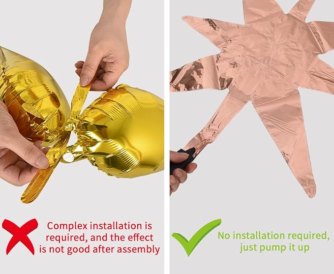 TONIFUL 4 Pcs Explosion Star Balloons Rose Gold Foil Balloon Party Decor | 22 - Image 3