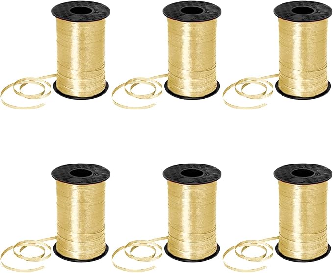 PMU 3000 Yards x 3/16in Gold Crimped Curling Ribbon String by PMU