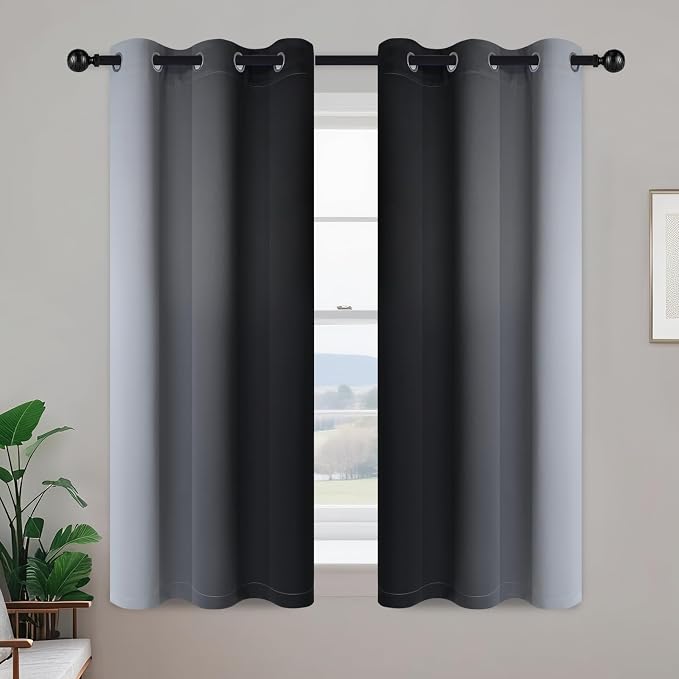 Yakamok Ombre Curtains Black and Greyish White - Image 2