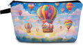Colorful Hot Air Balloon Print Small Cosmetic Bag | Evil Eye Toiletry Makeup by Unknown