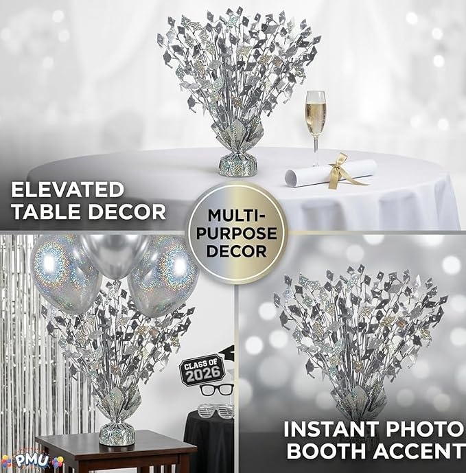 PMU 6 Pcs Silver Graduation Balloon Weights, Graduation Centerpieces - Image 6