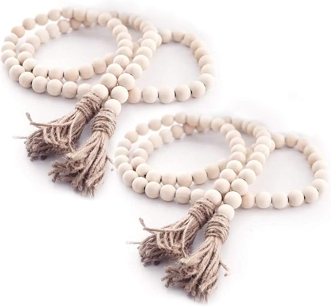 Wood Beads Garland with Tassel by GRBAMBI