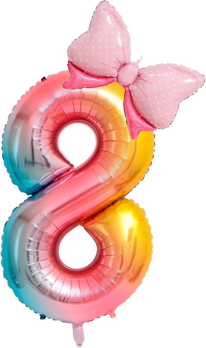 40-Inch Number 8 Gradient Giant Number Balloons And Mini Bow Balloons Foil by Unknown