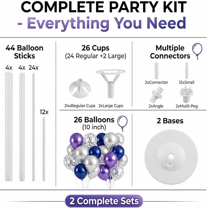 Balloon Column Stand Kit with Balloons, Base and Pole, Balloon Column Kit - Image 2