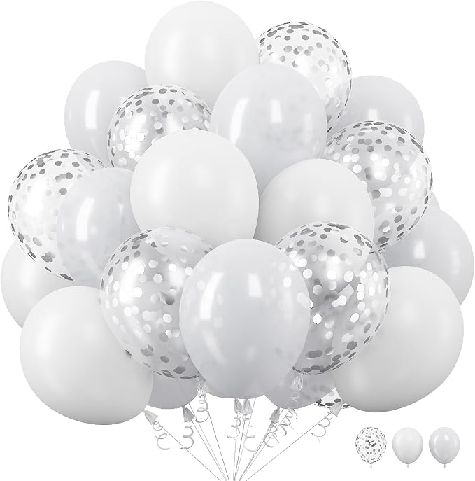 White Balloons, 12 Inch Pearl Pure White Ivory Latex Balloon by TAOYE