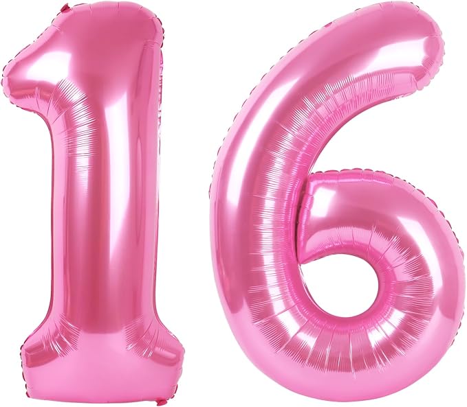 Pink Jumbo Number 16 Balloon 40 Inch, Boy Girl 16 Birthday Supplies, Foil by Upgesy
