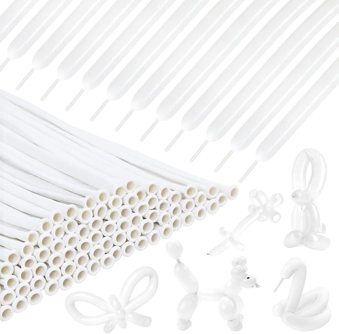 RUBFAC 260 White Long Balloons for Tying Arch, Party Decorations by RUBFAC