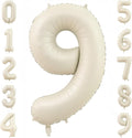Cream Number 9 Balloons, 40 Inch 9 Balloons Giant Helium Foil Mylar Beige 9 by BBPOOL