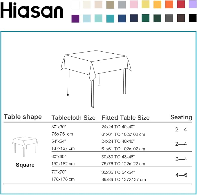 Hiasan 2 Pieces Red Tablecloth Square - Wateproof and Spillproof Kitchen Christmas Washable Polyester Table Cloth for Dining Room, 54 x 54 Inch