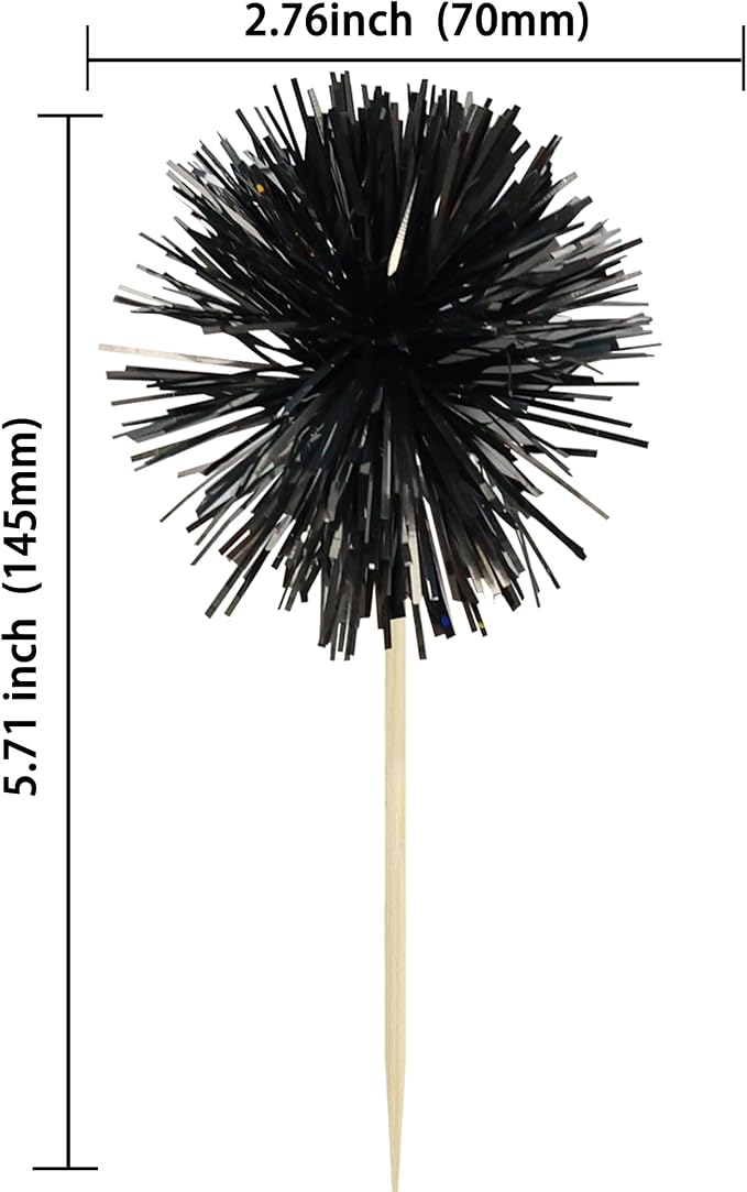 Gyufise 30Pcs Foil Firework Cupcake Toppers Sparkle Tinsel Cake Toppers Tinsel - Image 2