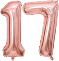 Rose Gold 17 Number Balloons, 40 Inch Giant Number 17 Balloons Foil Mylar by Lovoir