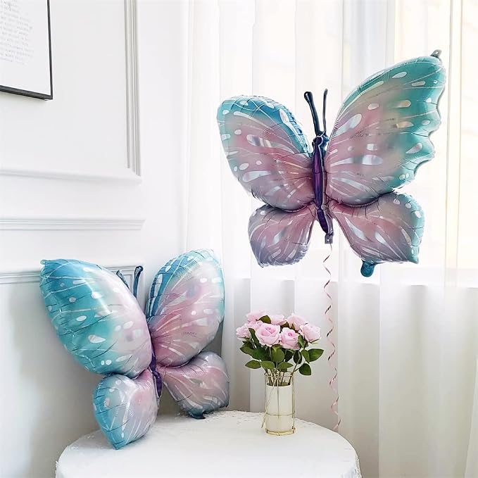 Butterfly Balloons 4 Pieces for Butterfly Themed Party Decoration | 40inch Blue - Image 4
