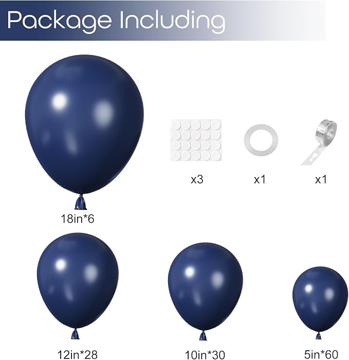 Ouddy Party 129Pcs Navy Blue Balloons Different Sizes 18 12 10 5 Inch | 6Pcs - Image 3