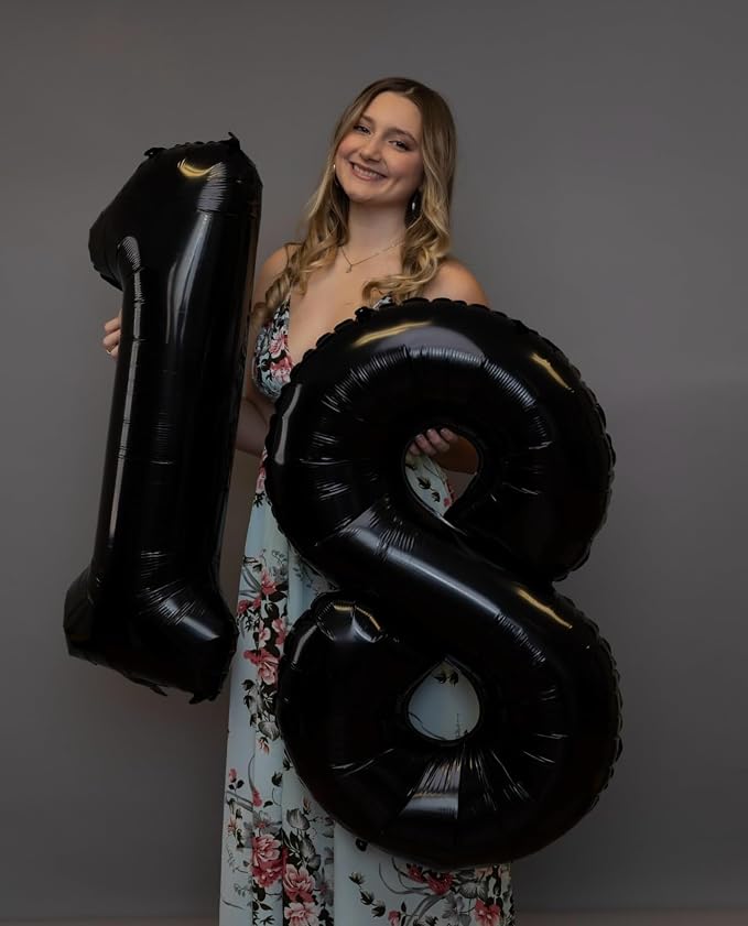 28 Balloon - Black Birthday Number Balloons, 40 Inch Decorations Men Women | - Image 8