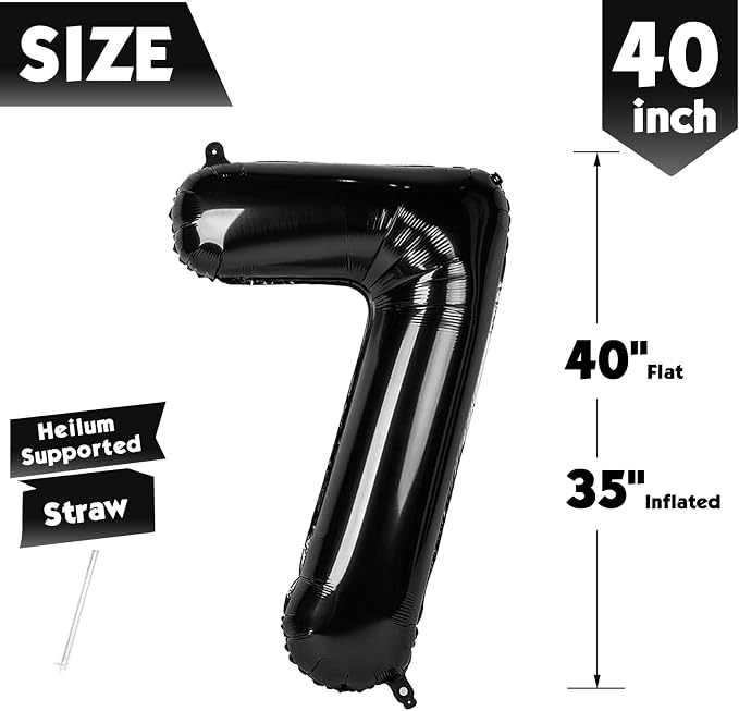 40 Inch Black Number 7 Balloon Birthday Party Decorations - Image 5