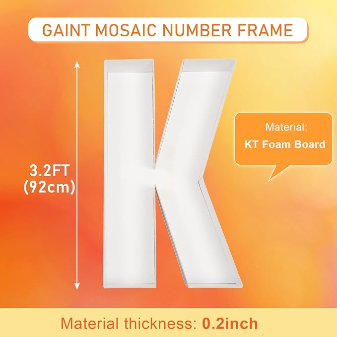 Marquee Letters 3FT Tall Mosaic Balloon Frame Pre-Cut Foam Board Letter K | - Image 2
