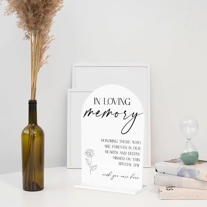 In Loving Memory Wedding Sign, In Memory Wedding Sign for Engagement Bridal Shower Decor fo Ceremony Reception Party, Weddings Table White Acrylic Sign