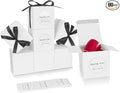 COTOPHER Small Gift Boxes 60 Pack 4x4x4 inches White Gift Boxes with Lids for Gifts, Crafting, Wedding Party Favor, Cupcake Boxes, Candy, Bridesmaids Proposal Box with Ribbons and Stickers (White, 60)
