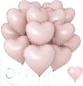 Pink Heart Ballloons, 18 Inch Pastel Pink Foil Love Heart Shaped Balloons 12Pcs by Wuhetyo