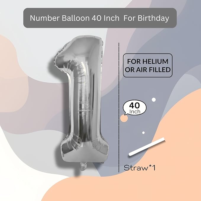 Rainbow Number Balloons 1 Mylar Foil 40 Inch - Image 8