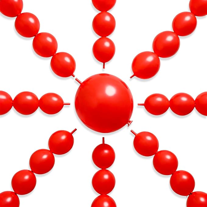 PartyWoo Red Linking Balloons 100pcs 6 Inch Red Link Balloons | by PartyWoo