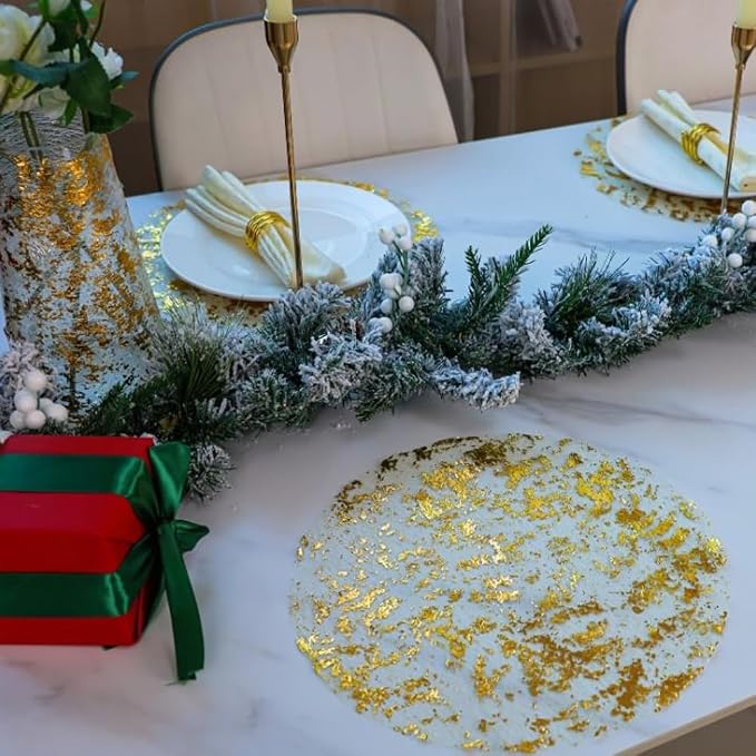 Snowkingdom 100 Pack Gold Disposable Placemats Foil Mesh 13 Inch Round Pressed - Image 5