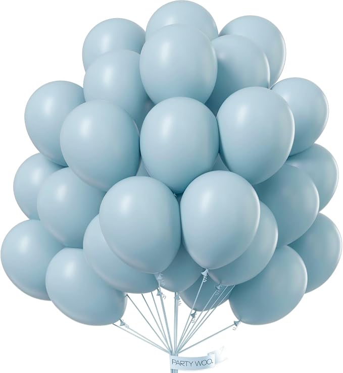 PartyWoo Dusty Blue Balloons 101pcs Light Blue Aqua Boho Color | Balloons by PartyWoo