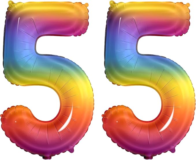 Number 55 Balloons for 55th Birthday Party Decorations, 0-100 Large No.55 by Joycard
