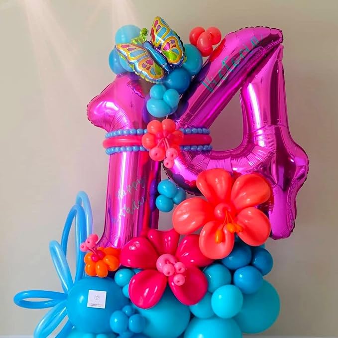 Hot Pink 14 Balloon Numbers, 40 Inch 14th or 41st Birthday Balloon Foil Mylar - Image 3