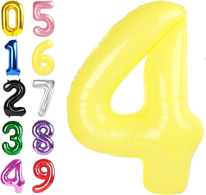 3 Balloon Number 40 Inch for Yellow Birthday Party Decorations | Mix & Match by Argthjy