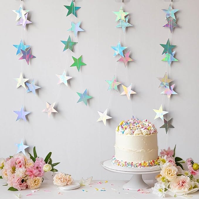 Iridescent Shining Star Hanging Garland Iridescent Hanging Sparkling Star - Image 4