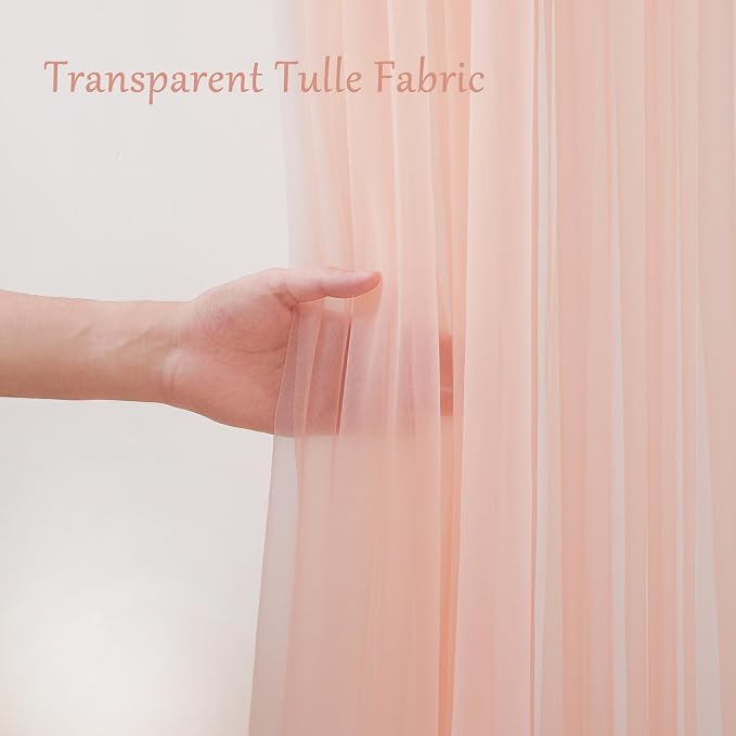 20x10ft Peach Tulle Backdrop Curtain - Image 3