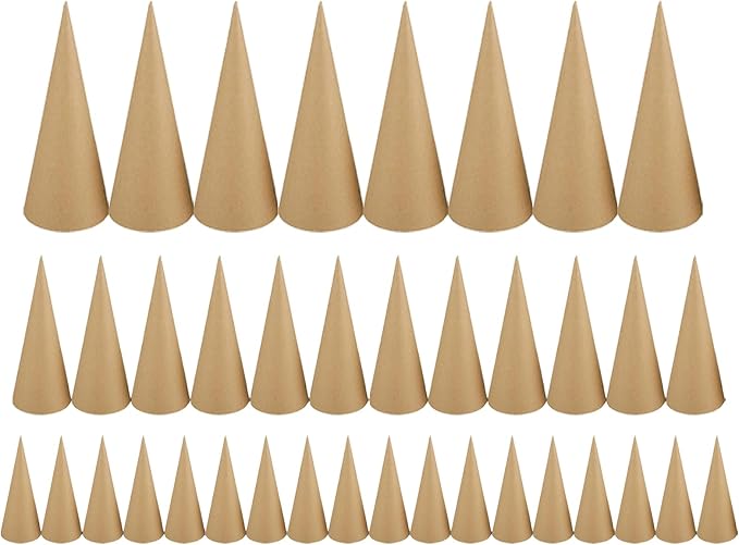 Crafjie 38PCS Paper Mache Cones Open Bottom Variety Pack Set of 8pcs 13.75x5 - Image 8