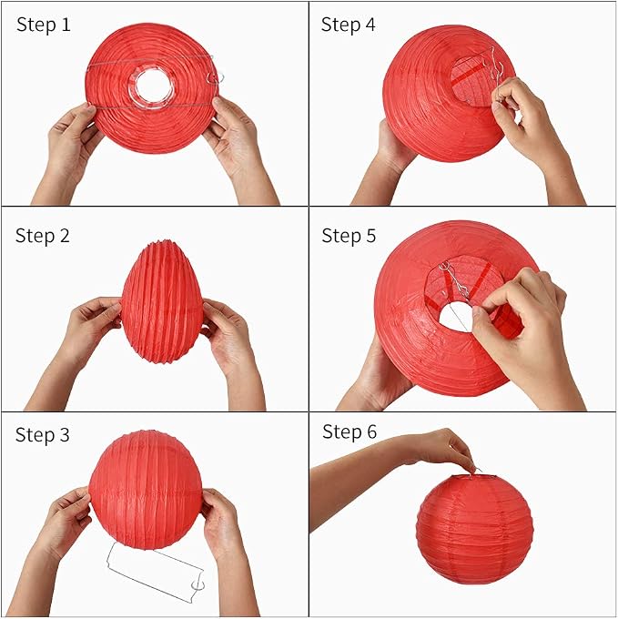 BEISHIDA Blue Gold Paper Lanterns 10Pcs 4/6/8/10/12 Inch Round Chinese Lamp | - Image 3