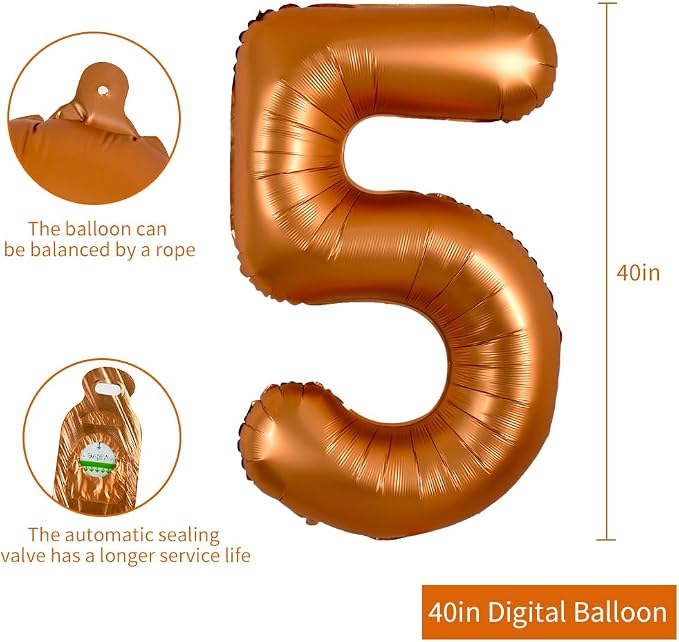 TONIFUL 40 Inch Orange Large Numbers Balloon 0-9 Birthday Party Decorations - Image 2
