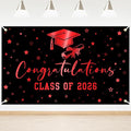 Congratulations Class of 2026 Backdrop Black Red Graduation Banner Congrats by Lecheme