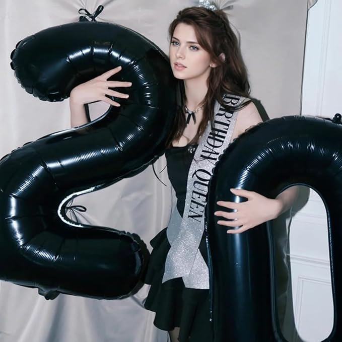 40 inch Black 4 Number Balloon Giant Foil Helium Balloons Black Large Digital - Image 7