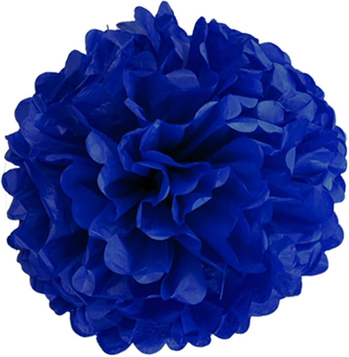 BRZIKWT 12 Pcs Blue Silver Tissue Paper Pom Poms - Image 3