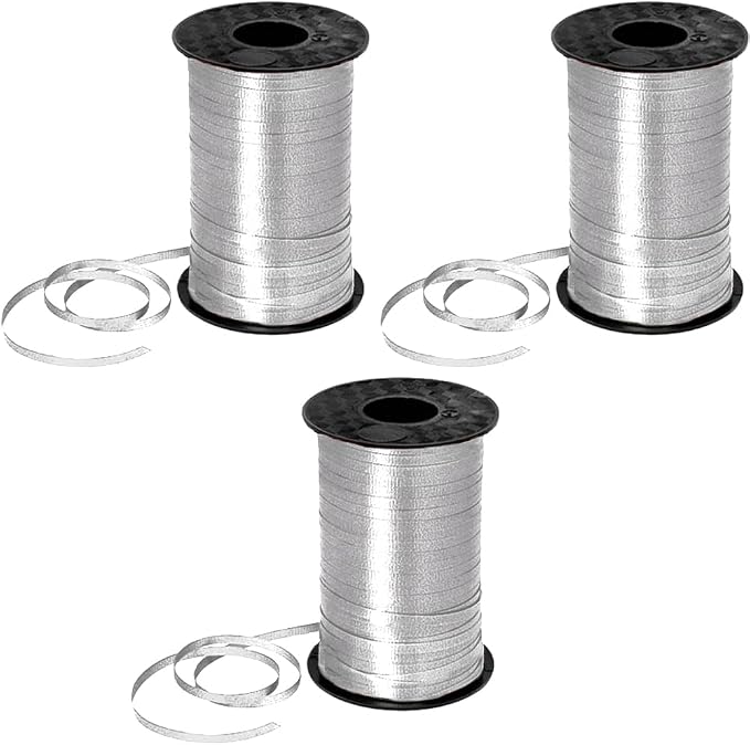 PMU 1500 Yards x 3/16in Silver Crimped Curling Ribbon String by PMU