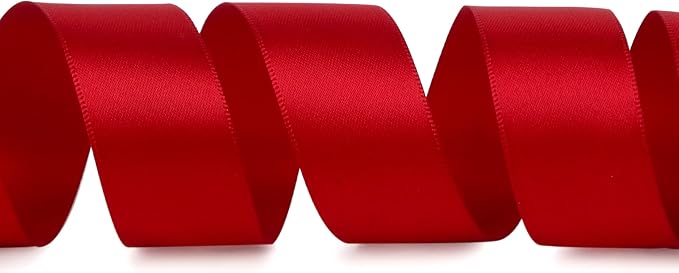 Ribbli Double Faced Red Satin Ribbon, 1” x Continuous 25 Yards, Fabric Ribbon - Image 2