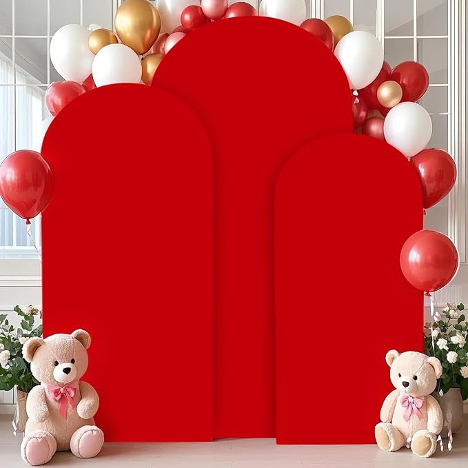 FANPROMS Arch Covers Set of 3 Red Wedding Arch Cover 7.2FT 6.6FT 6FT Arch - Image 4