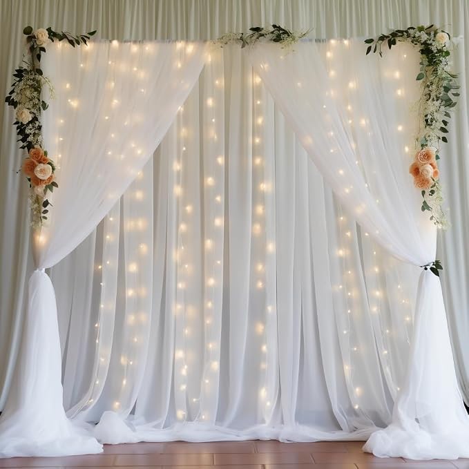 10x8ft White Tulle Backdrop Curtain - Image 4