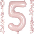 Light Pink Number 5 Balloon, 40 Inch Giant Mylar Number Balloons, Large Foil by AIQINHU